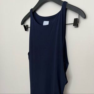 INES • Navy Blue Soft Sleeveless Ruched Dress